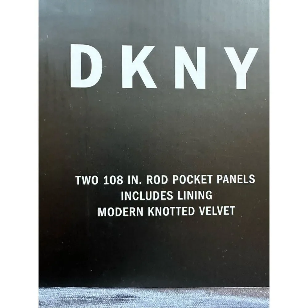 MSRP $275 DKNY Modern Knotted Velvet Panels in Charcoal 2 - 50”X 108” - Picture 4 of 8